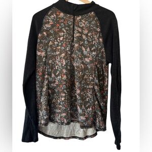 L.L. Bean Merino Wool Midweigbt Floral 1/4 Zip Sweater